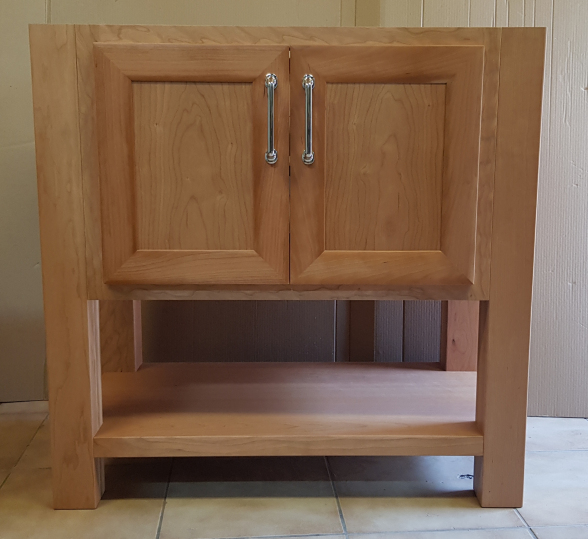 Cherry Vanity with two doors and chrome handles